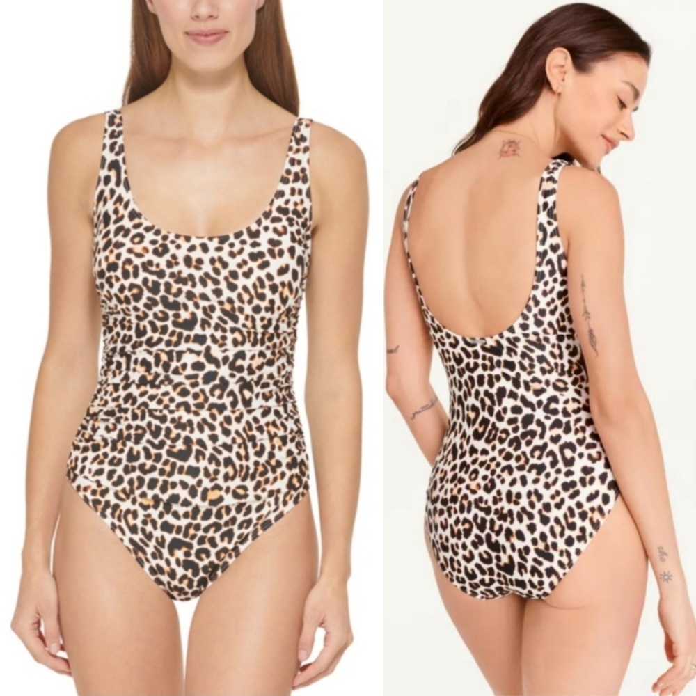 🆕️⬇️🎉2x HOST PICK🎉 DKNY Animal-Print Mesh-Stripe One-Piece Swimsuit - Picture 1 of 10